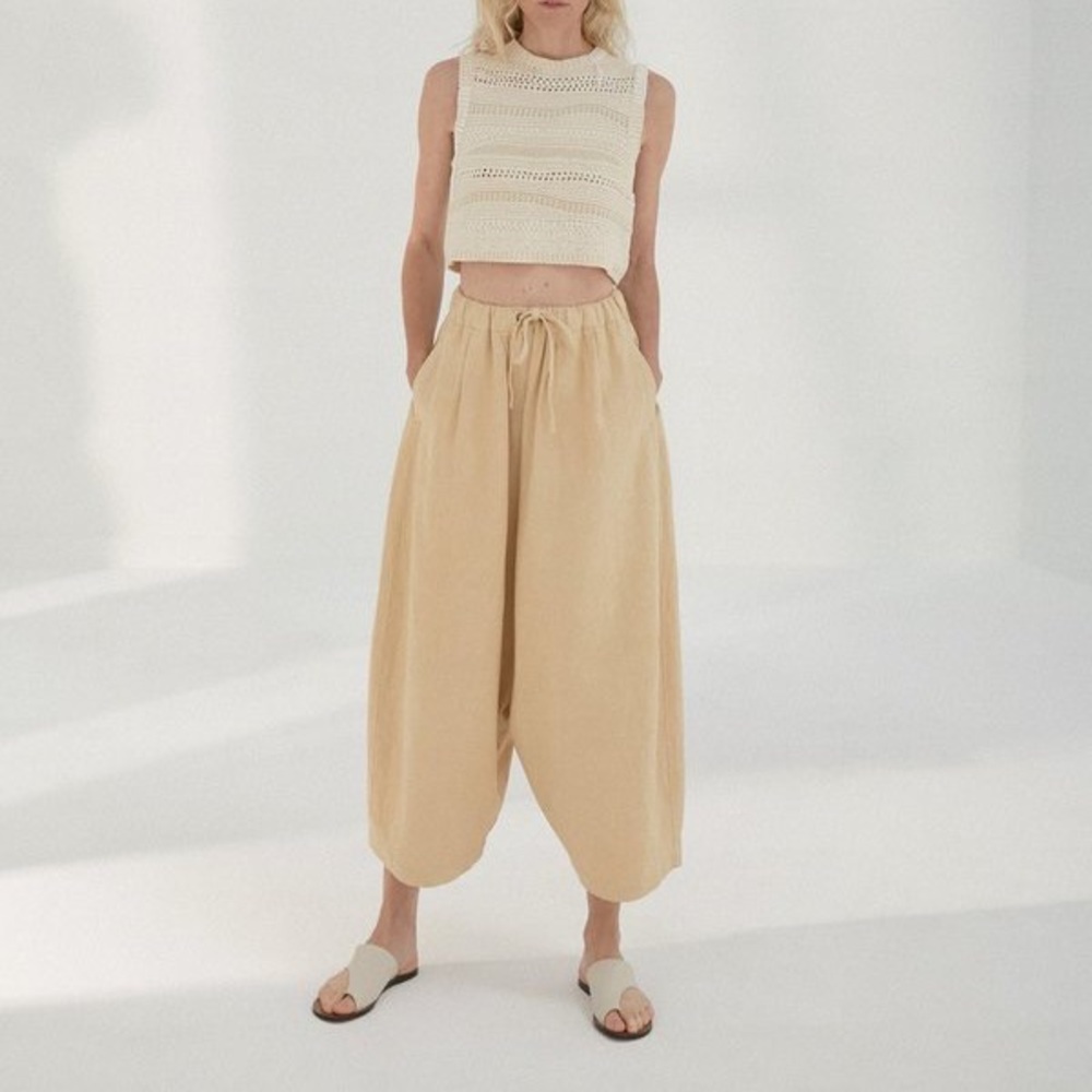 ISO: Monica Cordera maxi ramie pants in wheat